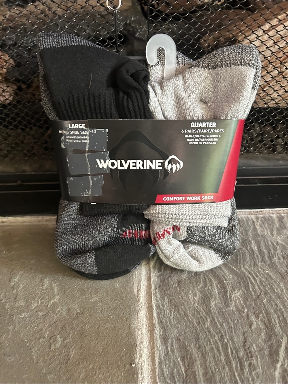 Wolverine Quarter Work Socks - Black & Gray (6 Pack)